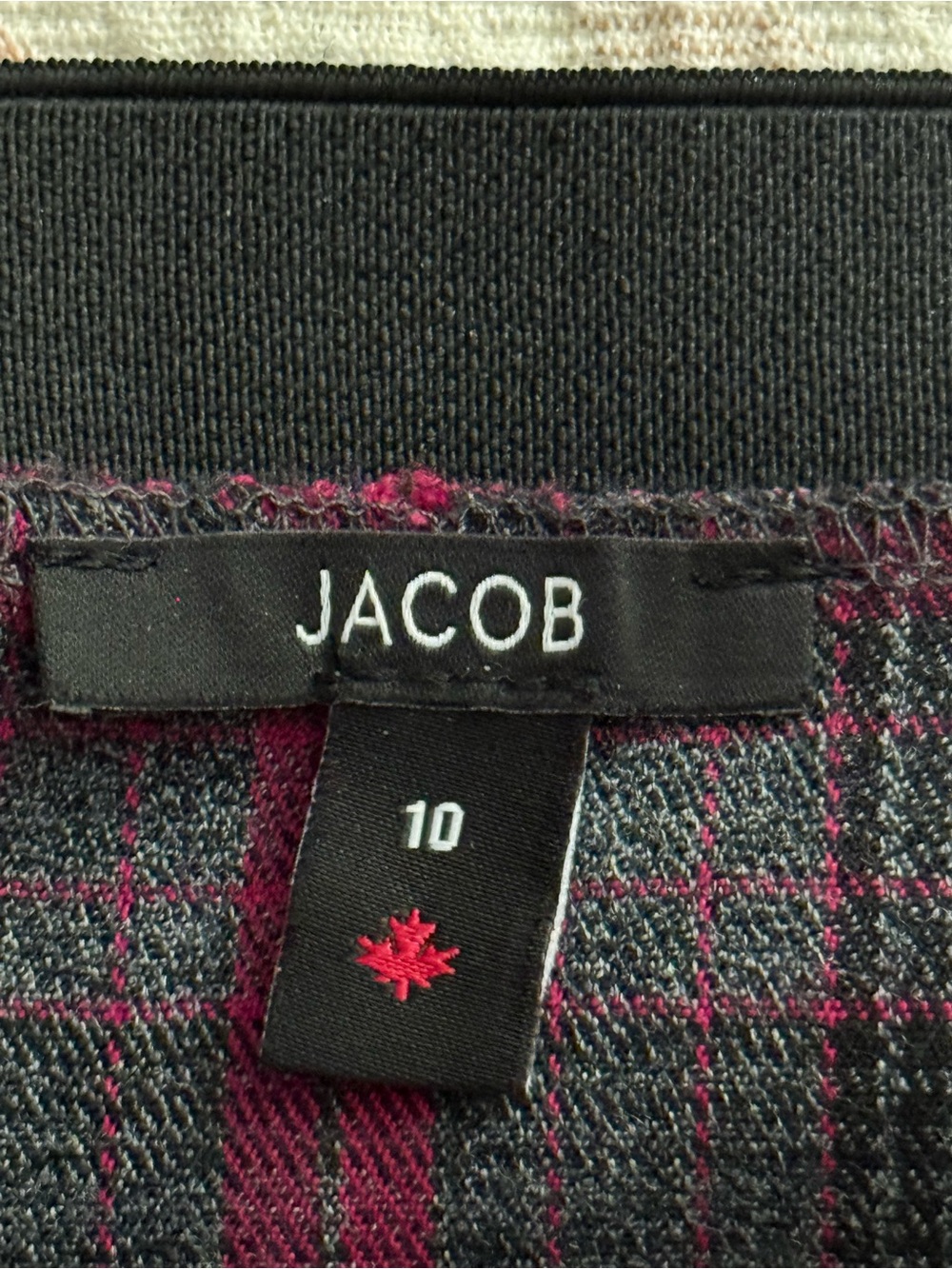 JACOB GREY/RED/BLACK PLAID SKIRT STRETCHY WAISTBAND - Picture 3 of 10